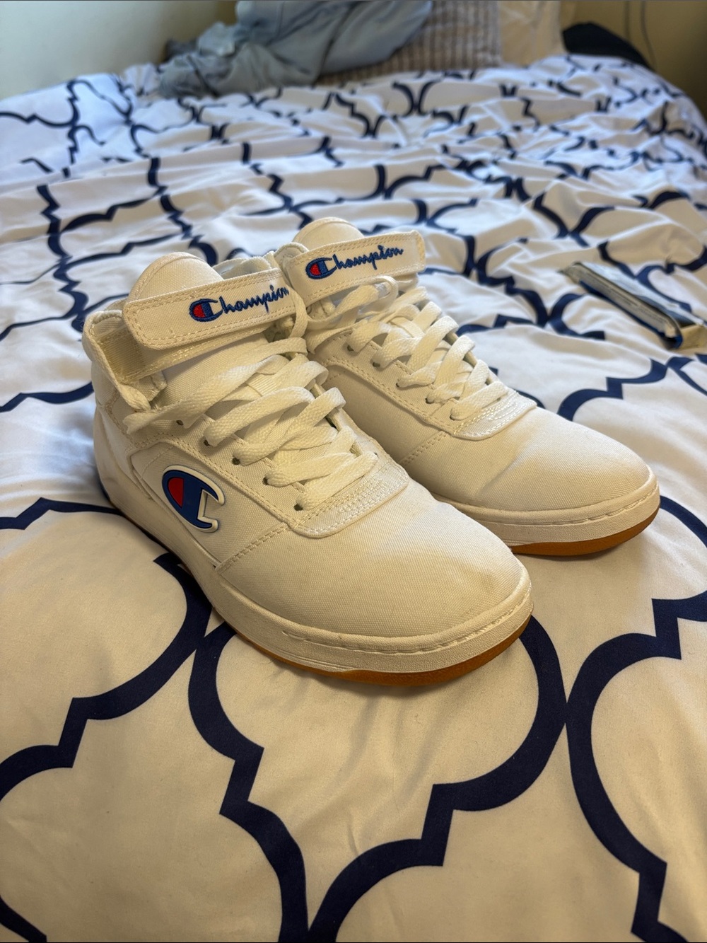 Champion Super C Court Sneakers Mid White Gum Women's 7 Fabric